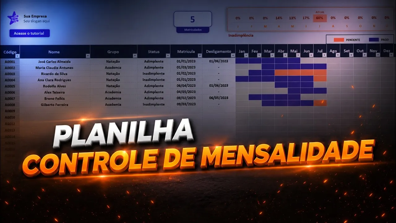 Planilha de Controle de Mensalidade no Excel: pagamentos e inadimplência